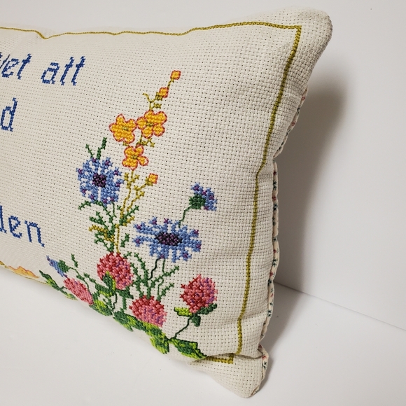 Handmade Cross Stitch Throw Pillow - Picture 5 of 13